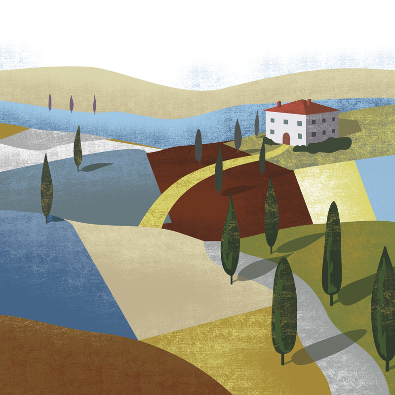 Illustrated Italian Landscape I by Arctic Frame - Wrapped Canvas Painting, 30cm H x 30cm W x 3.8cm D