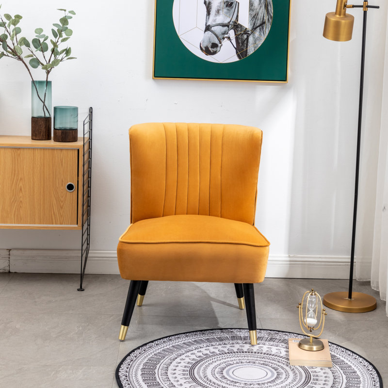 Elon Contemporary Velvet Upholstered Accent Chair, Gold Velvet
