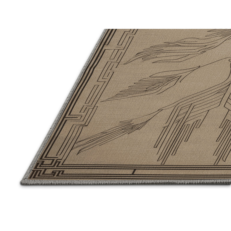 Machine Washable Art Deco Gray Area Rug, Runner 2' x 5'
