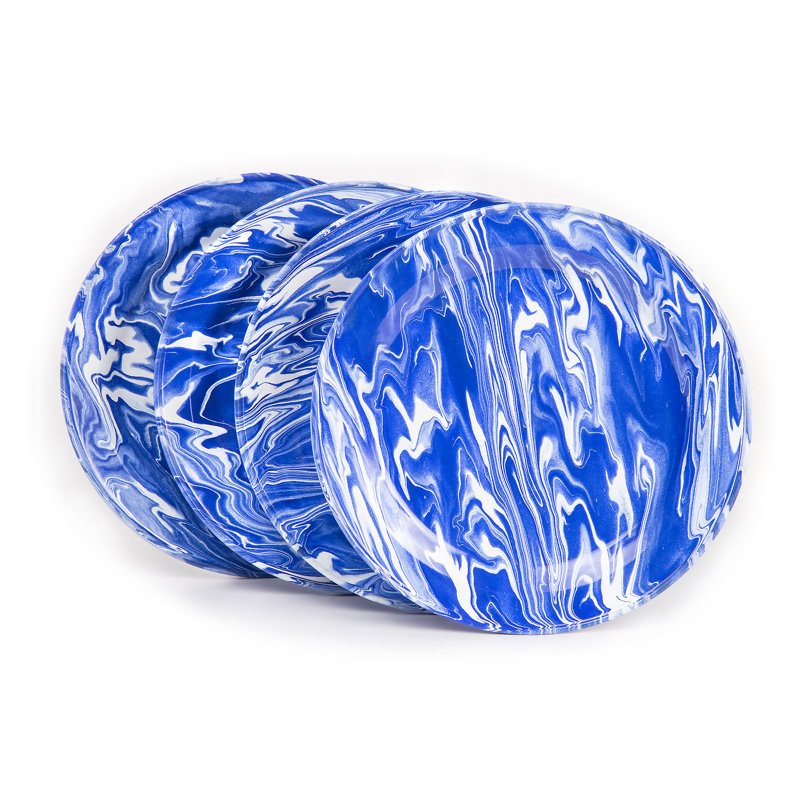 Hand Painted Enamel Ottomar 7" Plate, Blue
