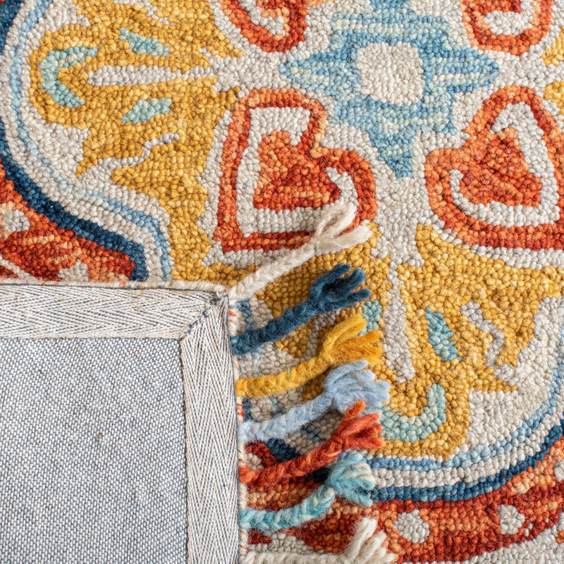 Tapis floral en laine touffeté à la main Vahakn, Carré 7 pi