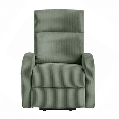 Power Lift Chair Recliner 1Pc Plush Corduroy Upholstery Comfort Side Pocket Plywood Living Room Furniture