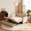 Beige Pull-Out Sofa Bed with Solid Wood Storage Chest and Solid Wood Arms Fast Dispatch From UK Warehouse – Dispatched Within 2 Days