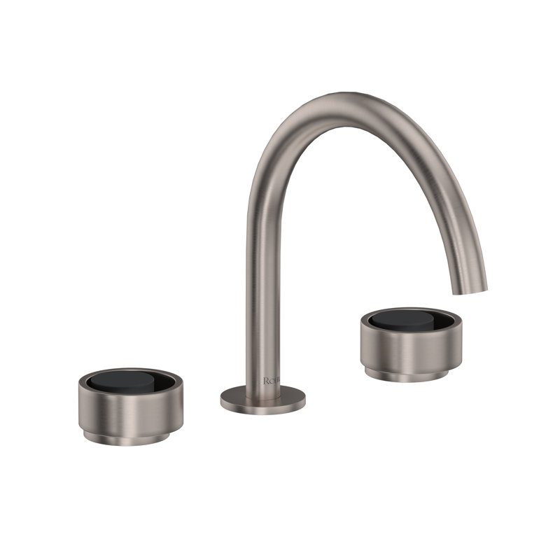 Eclissi Widespread Lavatory Faucet With C-Spout, Satin Nickel/Matte Black
