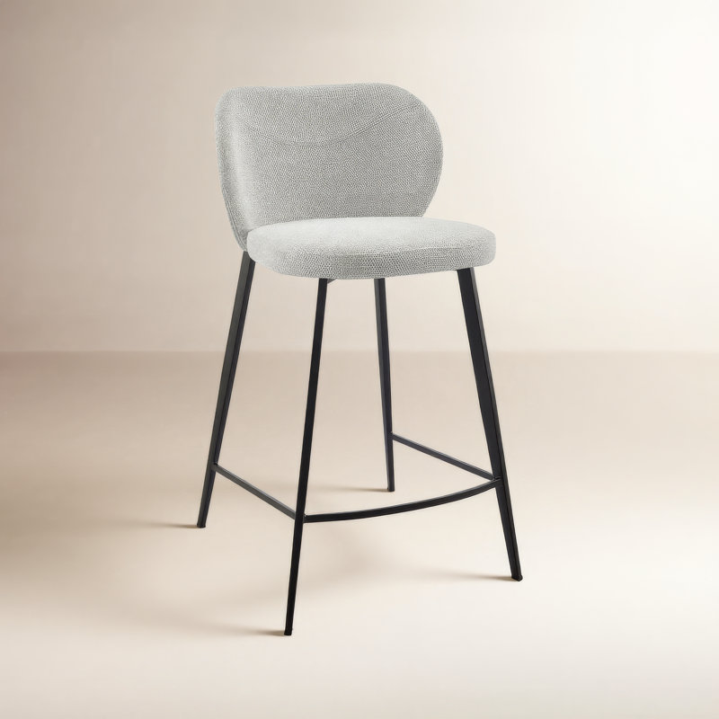 Granger Upholstered Counter Stool with Metal Frame, Gray, Counter Stool (26" Seat Height)