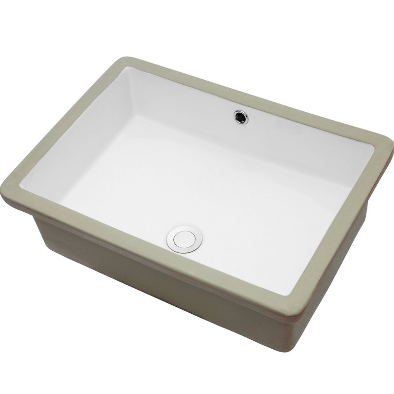 Lavabo de salle de bain rectangulaire en céramique blanche avec trop-plein - 22 po x 15,5 po x 7 po, encastré, résistant aux taches et à l'usure - blanc, belle apparence, convenant à diverses salles de bain