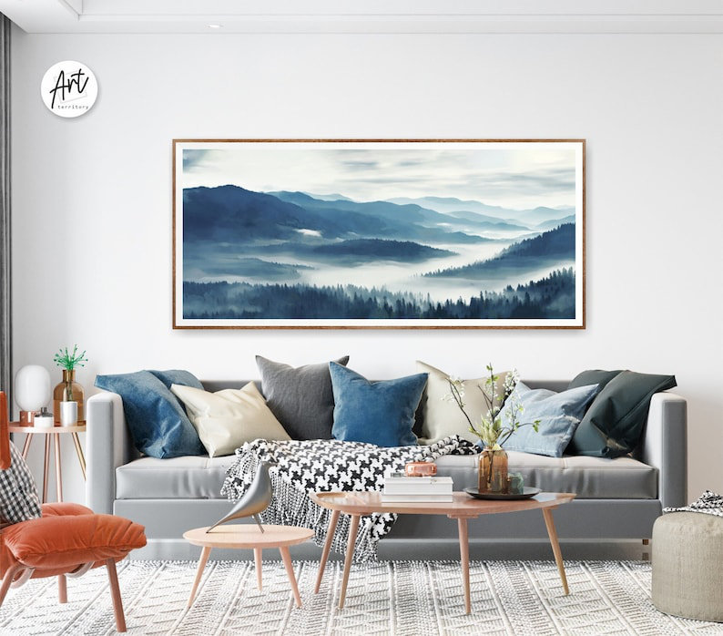 "Blue Ridge Mountains National Park", aquarelle, art mural horizontal, Affiche non encadrée, L 72 po x H 36 po