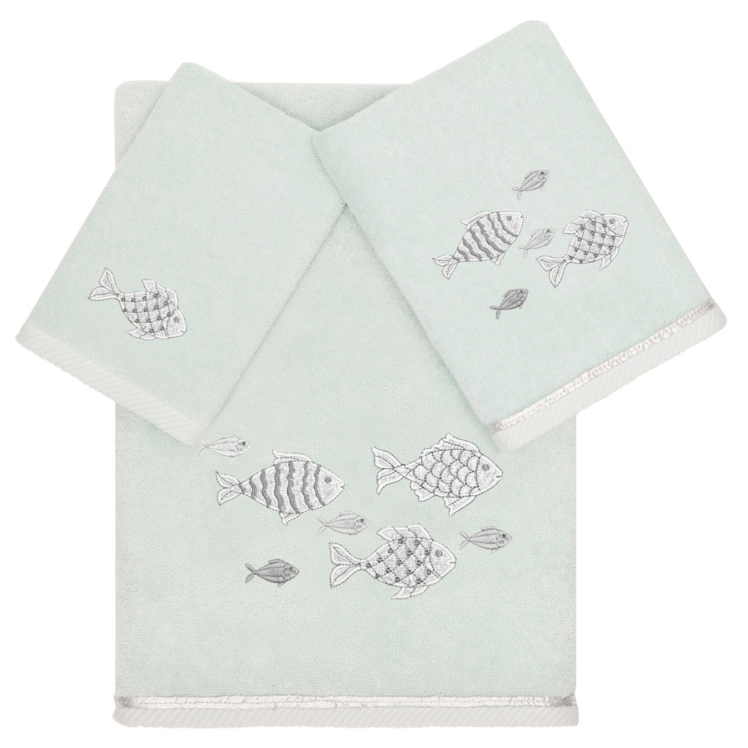 FIGI 3PC Embellished Towel Set 3 Piece Turkish Cotton Towel Set (Set of 3) Linum Home Textiles 