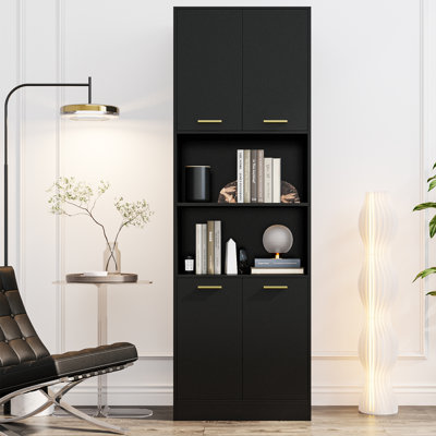 Azarias 71" H x 23.6" W Standard Bookcase with 4 Doors and Adjustable Shelves