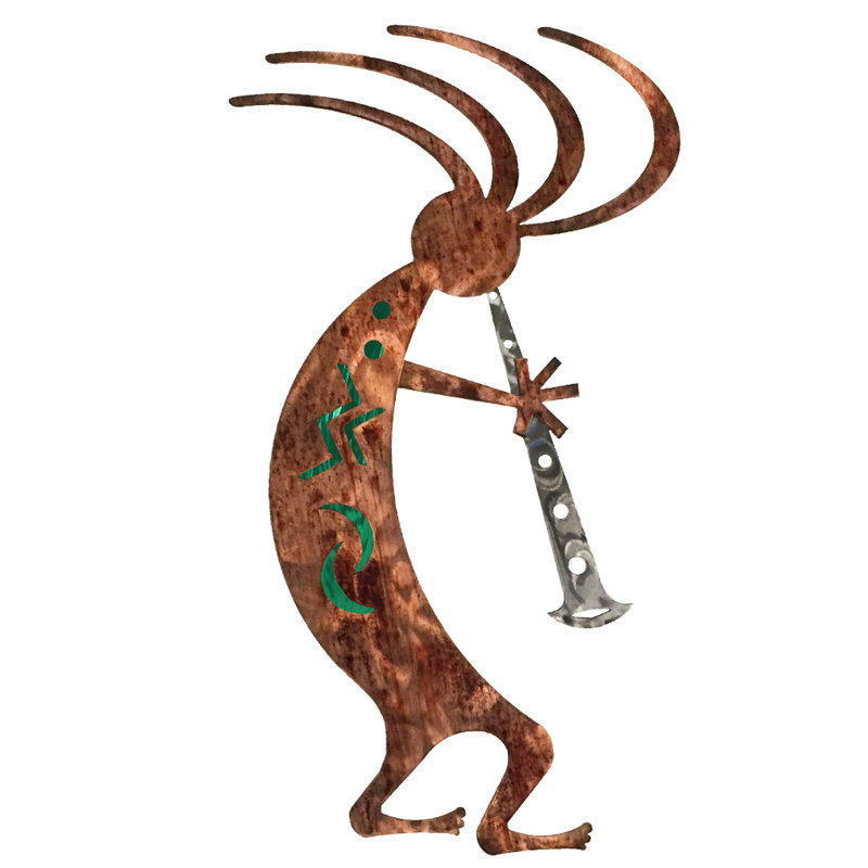 Art mural Meyerdirk Southwest Kokopelli Steel - cuivre avec accents verts, Vert