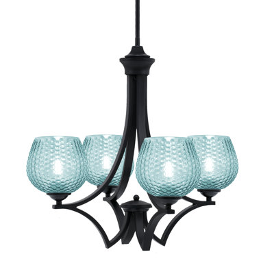 Lustre suspendu 4 lumières en verre turquoise Shutesbury