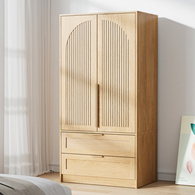 Boho Style 2-Door Armoire with 2 Drawers