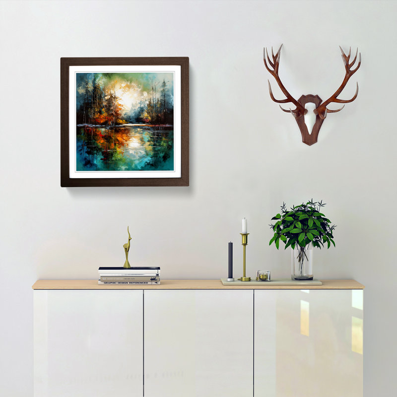 Lake Expressionism - Single Picture Frame Print on Wood, Walnut