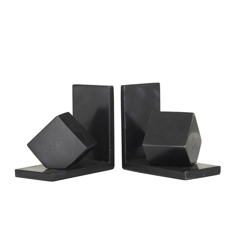 Marble Orb 10 lbs Decorative Bookends Set, Black
