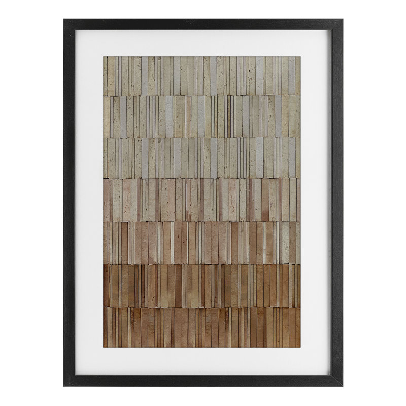Motif mural terre cuite encadré sous verre, design par Flora Kouta, H 20 po x l 14 po, Cadre noir minuit