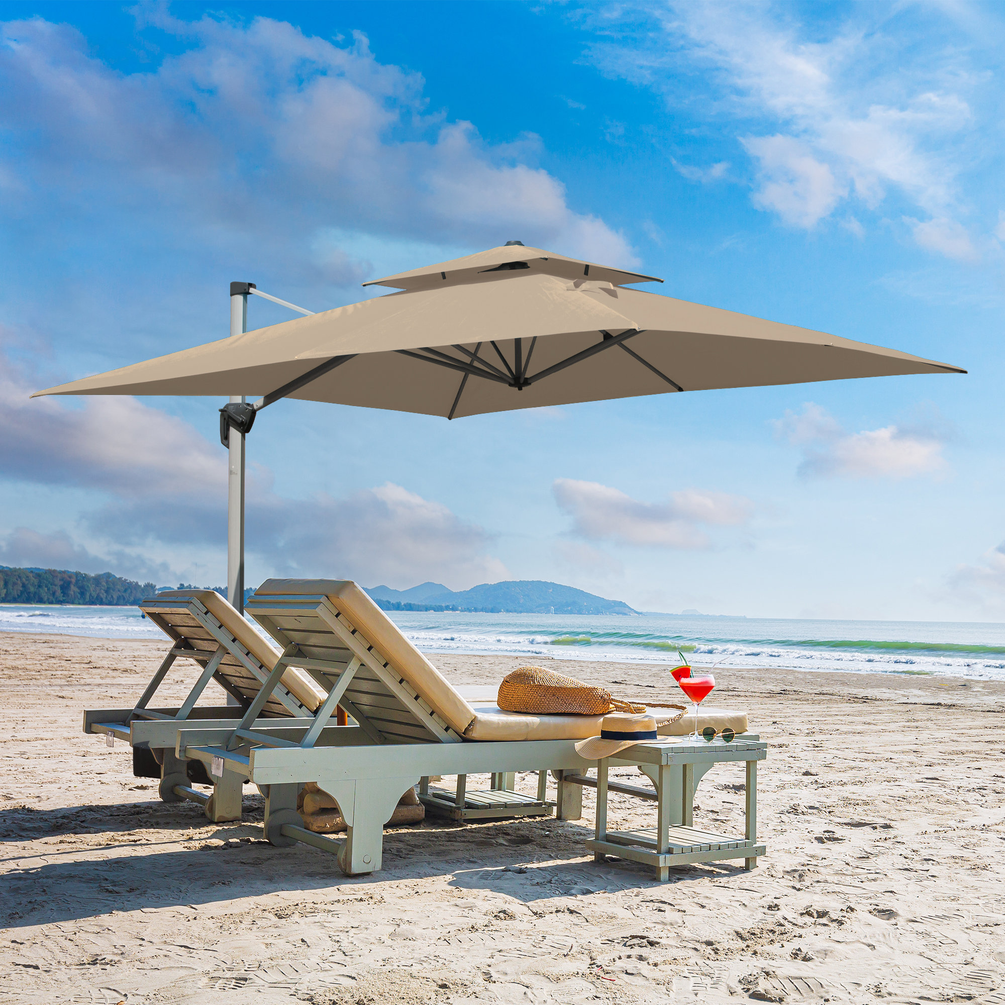 brayden studio patio umbrella Deraway Cantilever Umbrella Brayden Studio Fabric Color: Beige Size: 12ft x 12ft