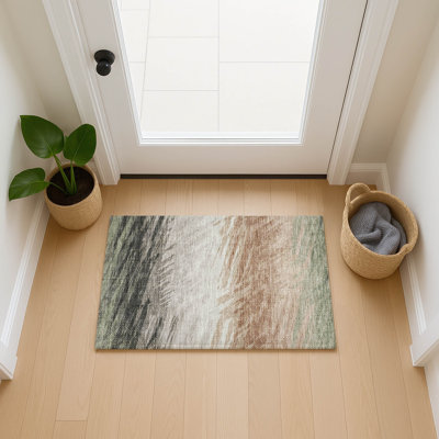 Machine Washable Indoor/Outdoor Houtz ACN2272 Stripes Rug