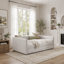 Lit de jour rembourré avec lit gigogne escamotable, structure de canapé beige en tissu de lin capitonné à rayures verticales, lit de repos d'invité robuste pour chambre à coucher, salon, chambre d'amis