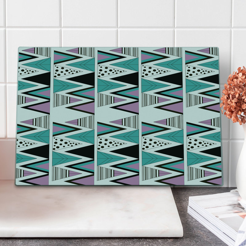 Planche à découper géométrique Ambesonne grande taille Memphis Zigzag des années 80 bleu