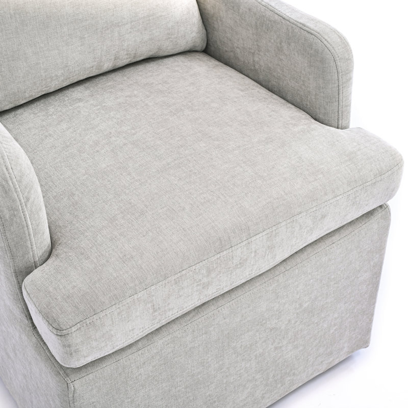 Upholstered Dining Chairs with Caster, Light Grey