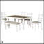 Ensemble de salle à manger 6 pièces avec 4 chaises rembourrées et un banc, design rustique chic pour un décor de maison de campagne moderne