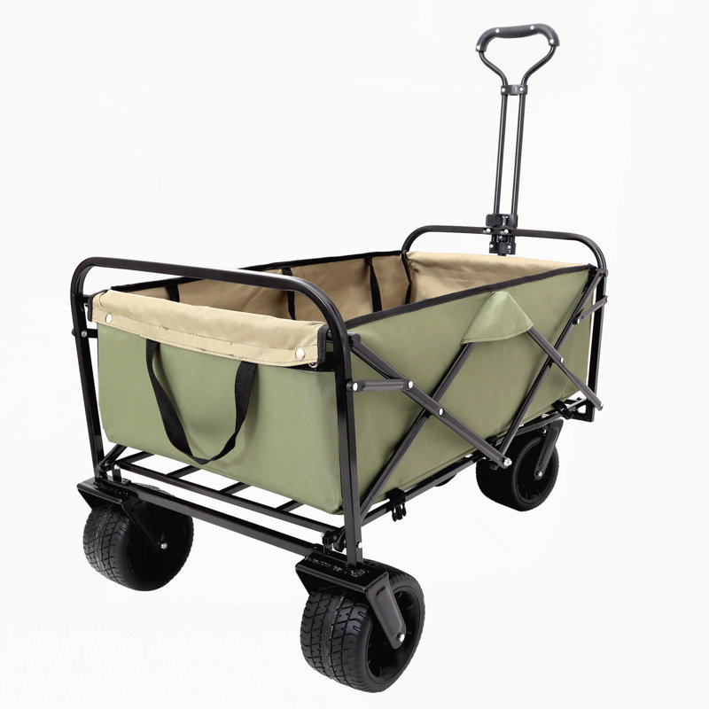 Chariot pliable à roulettes pliable avec roues, Vert