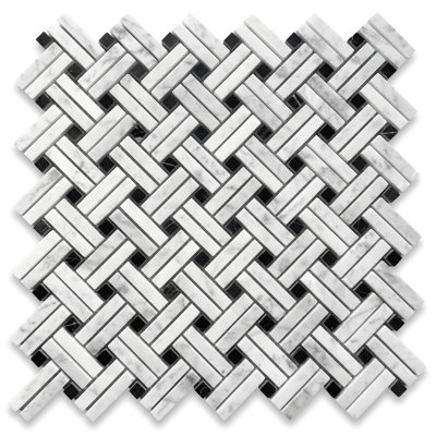 12" x 12" Marble Basketweave Mosaic Floor Use Tile
