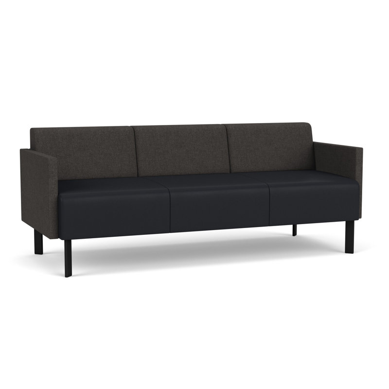 Luxe Lounge Reception Sofa, Black Steel, Archetype Smoke/Modena Black