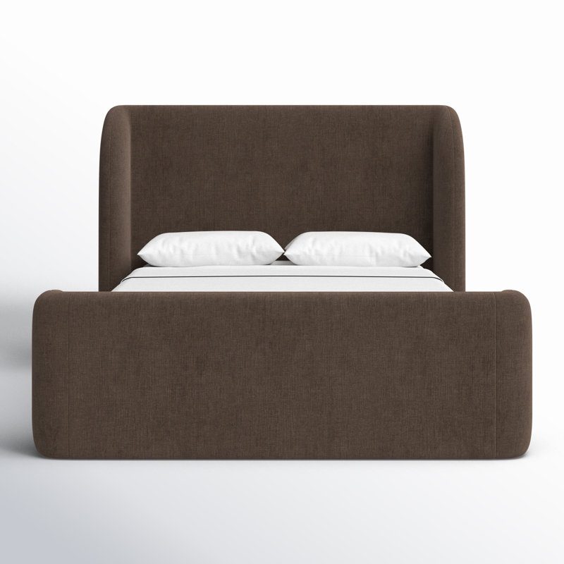 SOPHIA Upholstered Wingback Storage Bed, Queen, Dark Brown