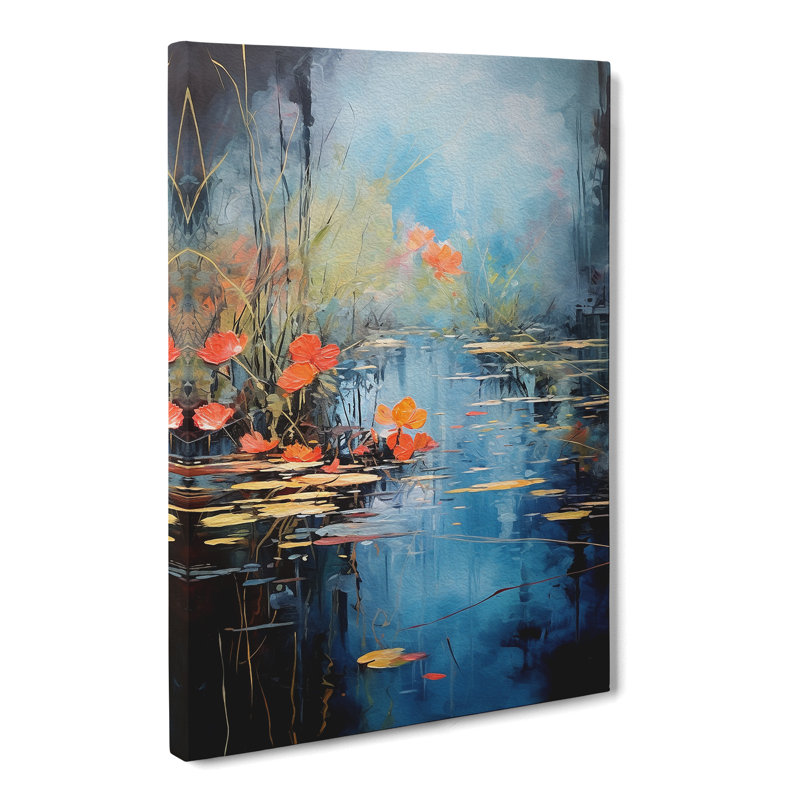 Pond Gestural - Wrapped Canvas, 50cm H x 35cm W x 3cm D