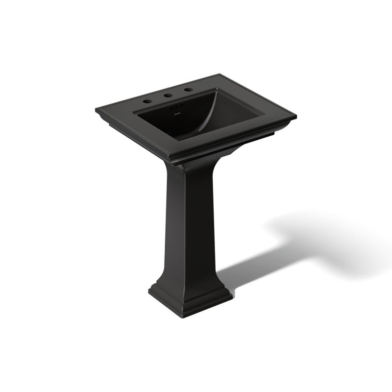 Memoirs® Stately 24" Pedestal Bathroom Sink with 4" Centerset Faucet Holes, Black, 8" Centers, 34.75" H x 20.5" W x 24.5" L