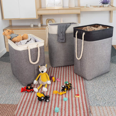 Canvas Rolling Laundry Bin with Handles