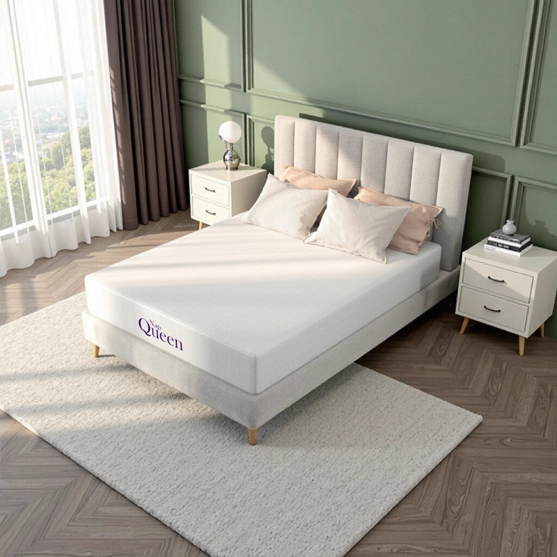 NapQueen 12 Inch King Size Memory Foam Mattress with Charcoal Infusion, Medium Firm Support for Stomach Sleepers, White, King