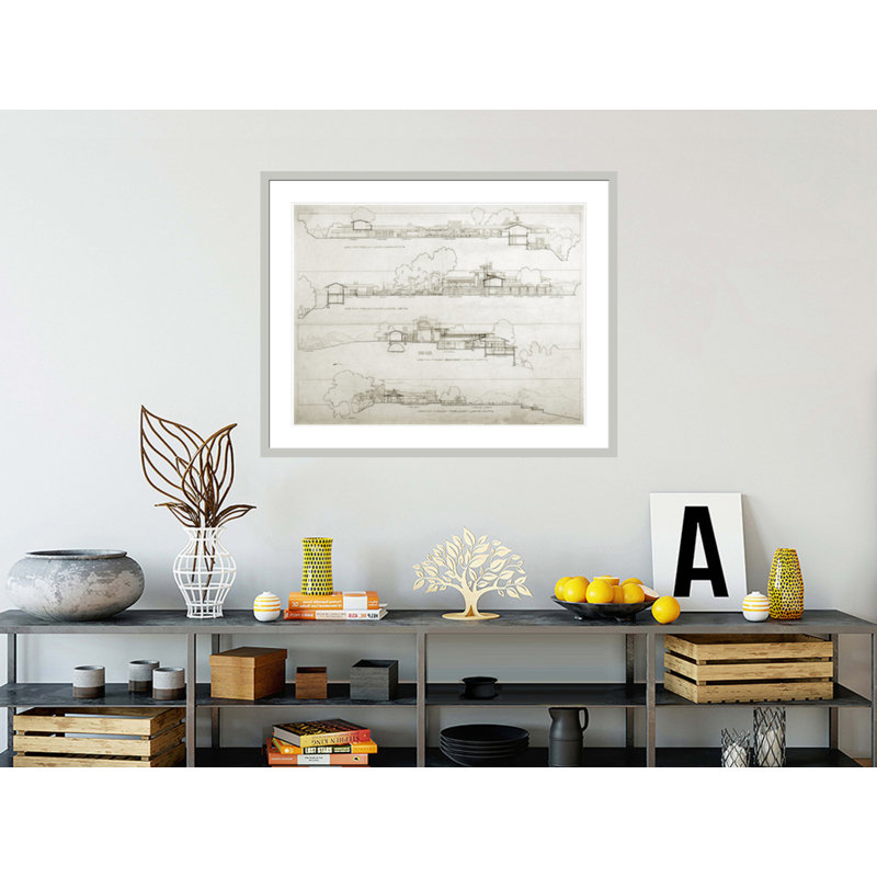 Frank Lloyd Wright Home & amp; «Studio Taliesin II Spring Green WI» par Frank Lloyd Wright, impression giclée encadrée