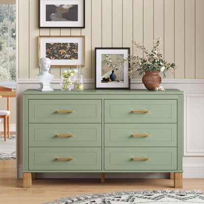 Commode double 6 tiroirs en bois robuste