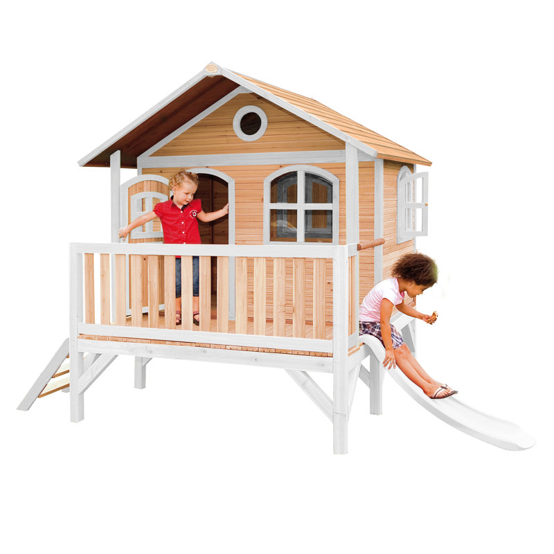 AXI 349cm W x 212cm D Outdoor Hemlock Wood Luxury Playhouse, Natural/White