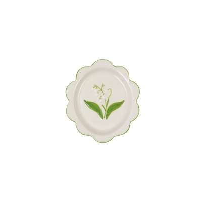 Hand-Painted Scalloped Stoneware Plate