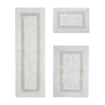 Ensemble de tapis de salle de bain réversible 100% coton ultra doux 3 pièces Atle