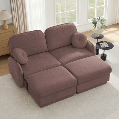 Canapé en forme de U Chenille Cloud, canapé à assise profonde avec repose-pieds amovibles, coussins ronds et coussins de dossier matelassés exquis, pieds de cadre de base encastrés, assemblage facile, convient au salon