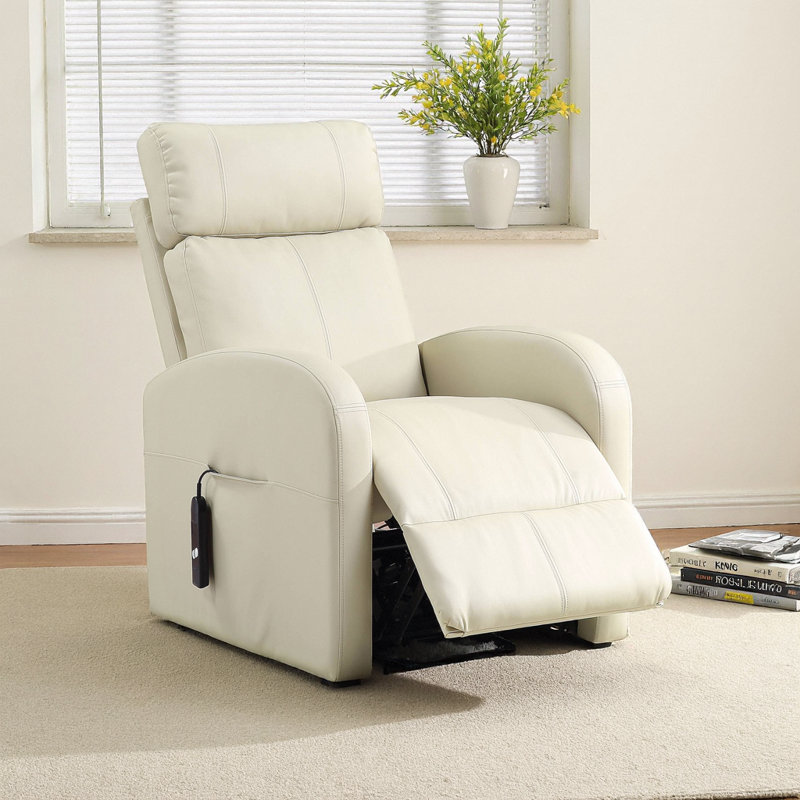 SYROVA Modern Power Lift Recliner Chair with Synthetic Leather Upholstery, Electric Reclining & Lift Assist Mechanism, Tufted Backrest with Contrast Stitching for Living Room, Bedroom & Senior Comfort