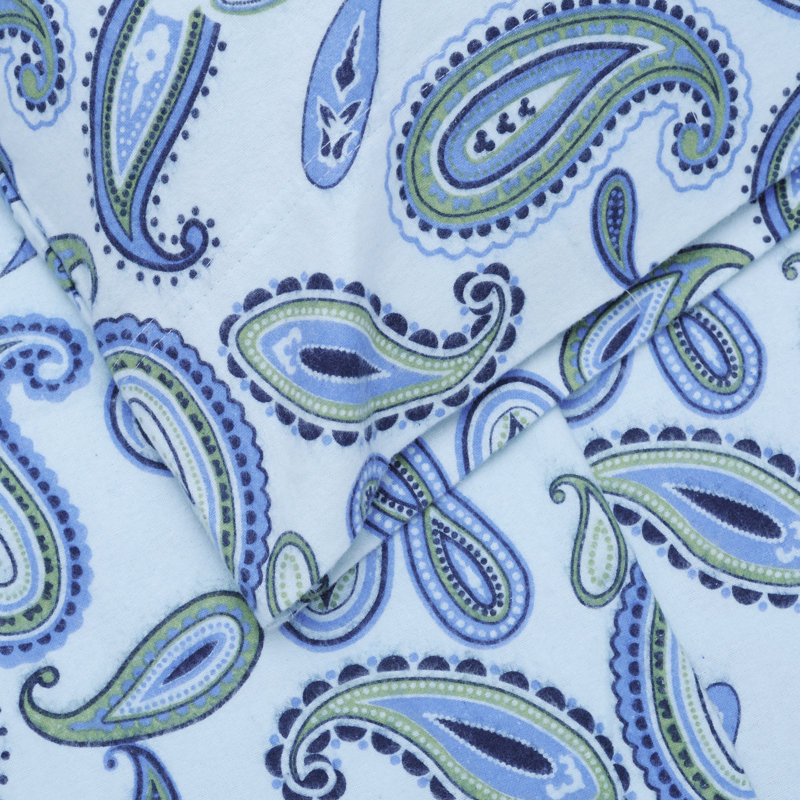 100% Cotton Flannel Paisely Pillowcase, King, Light Blue