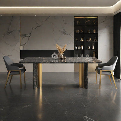 Rectangular Artificial Marble Dining Table Set