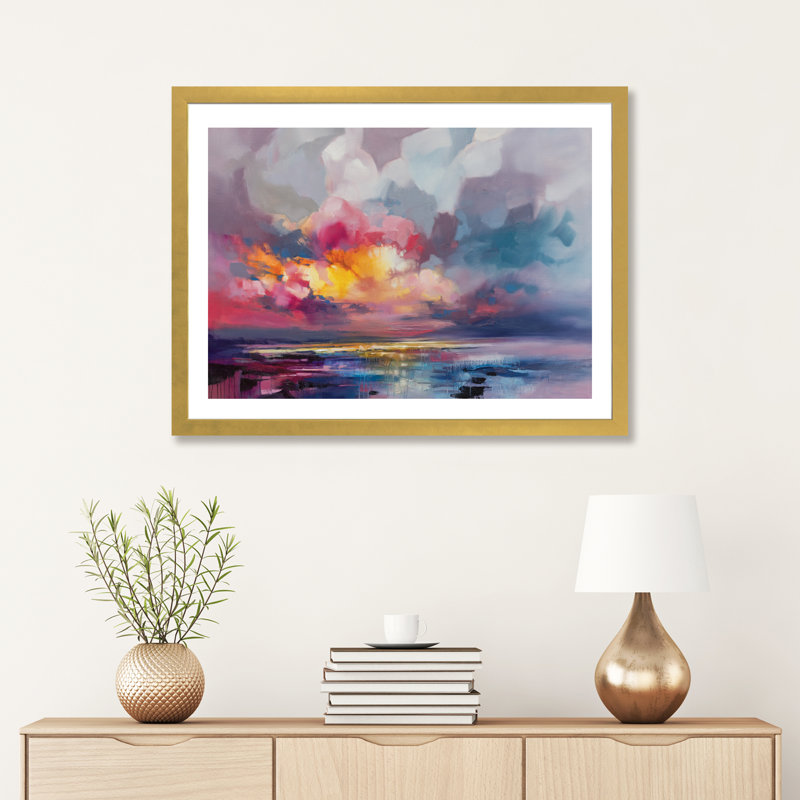 « deplacement » par scott naismith-reproduction d’art, H 16 po x l 24 po x P 1 po, Papier encadré doré