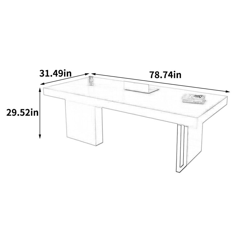Bureau moderne et minimaliste, H 29,52 po x l 78,74 po x P 31,49 po 