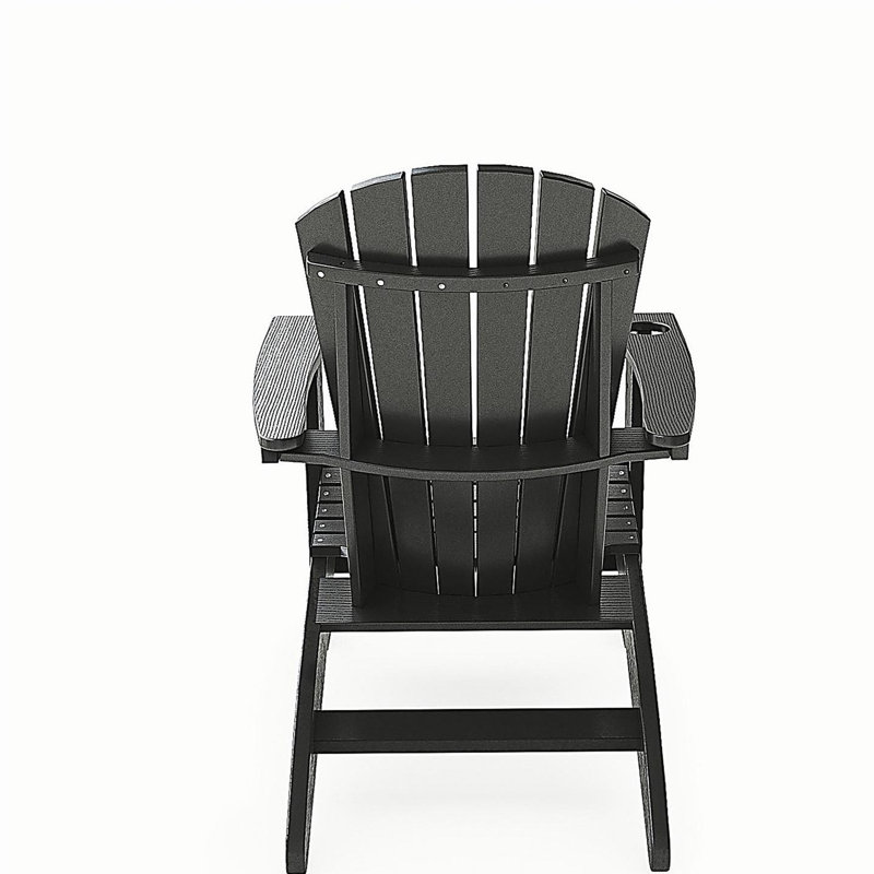 Chaise Adirondack noire en polyéthylène haute densité robuste pour la détente au bord de la piscine, du patio et du jardin