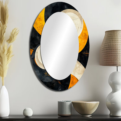 Miroir mural ovale jaune et noir Spiraling Opulence II