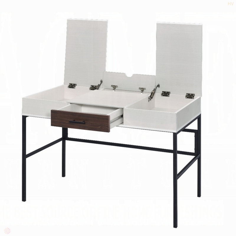 Bureau d'écriture noir avec port USB, Naturel