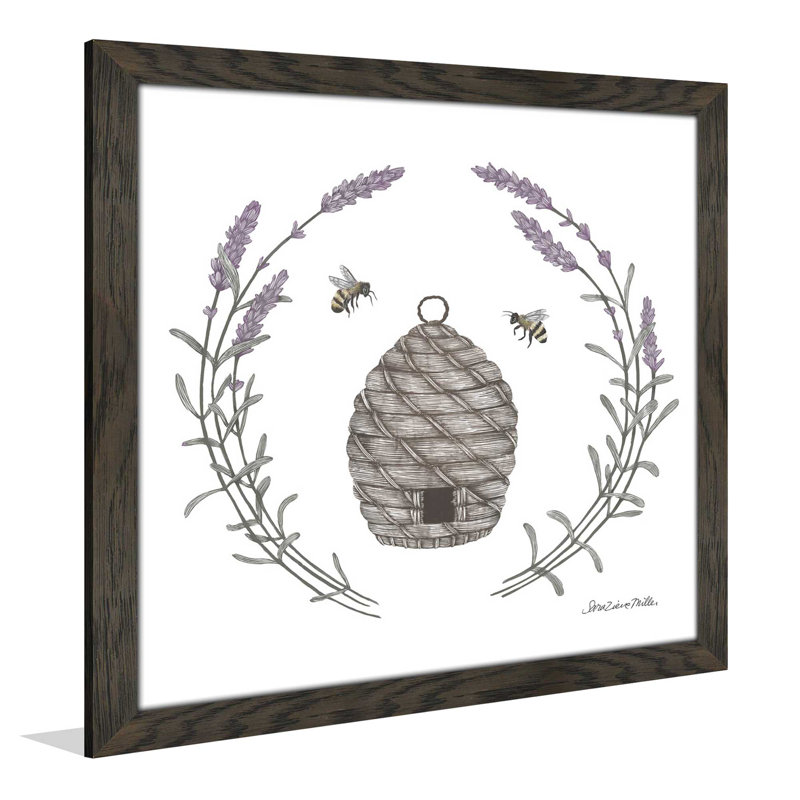 «Happy to Bee Home II», reproduction de dessin, H 21,5 po x l 21,5 po x P 0,75 po, Cadre chocolat patiné