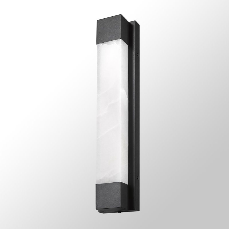 24" Dimmable LED Wall Mounted Sconce With Natural Spanish Marble Shade 5 Colors Adjustable, Black