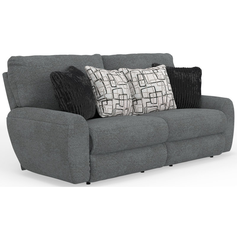 Beyla Deep Seating Power Reclining Sofa with USB Charging Ports, Gray Chenille